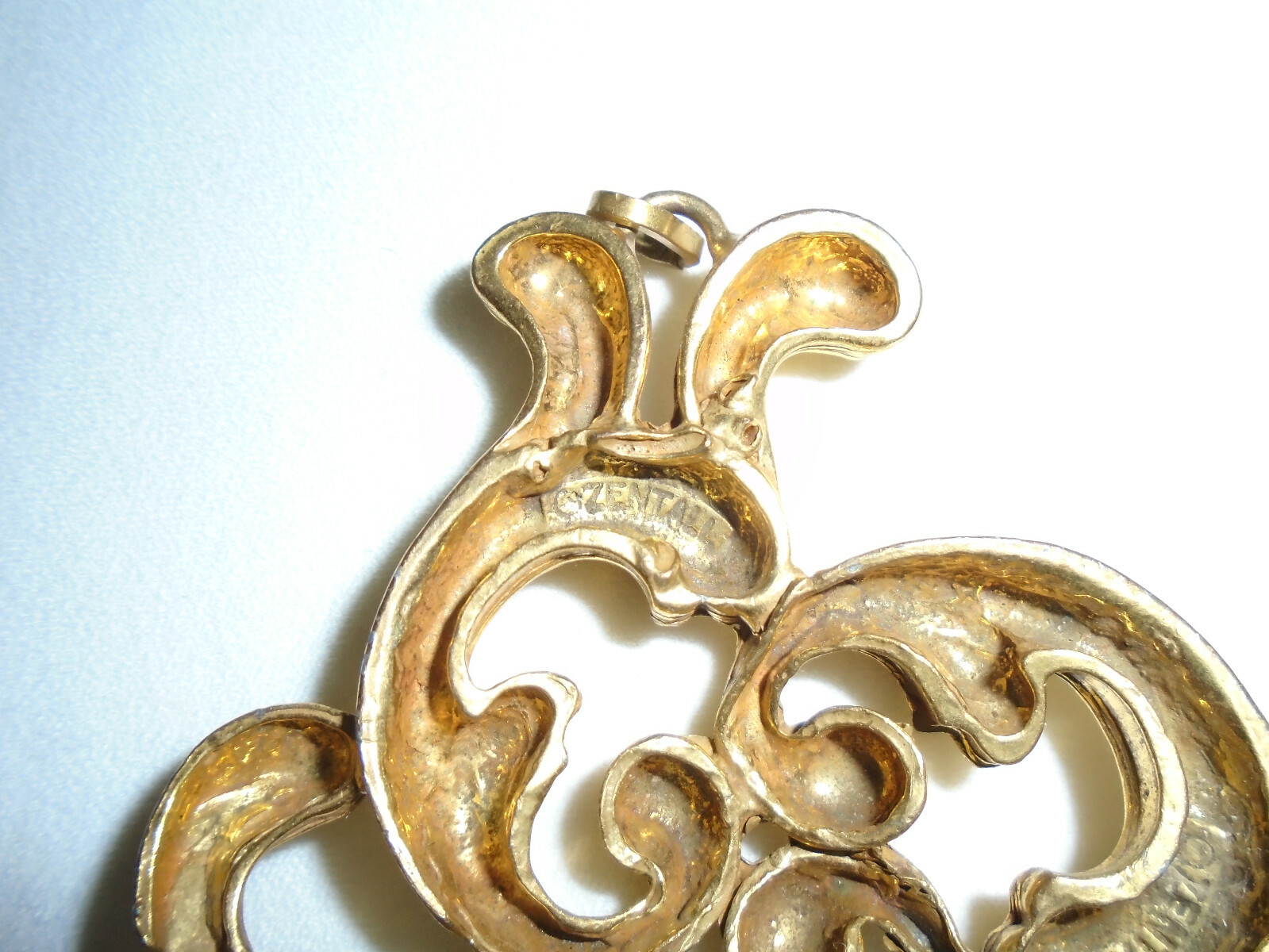 Vintage Zentall Statement Pendant Plumes Art Nouveau Style 1970s