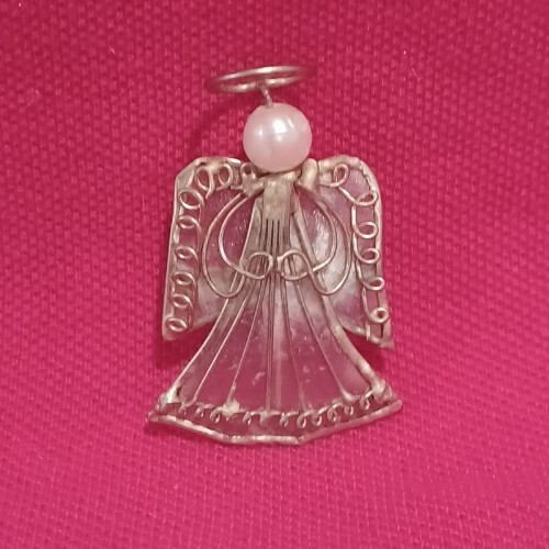 Vintage Capiz Shell and Metal Angel Pin
