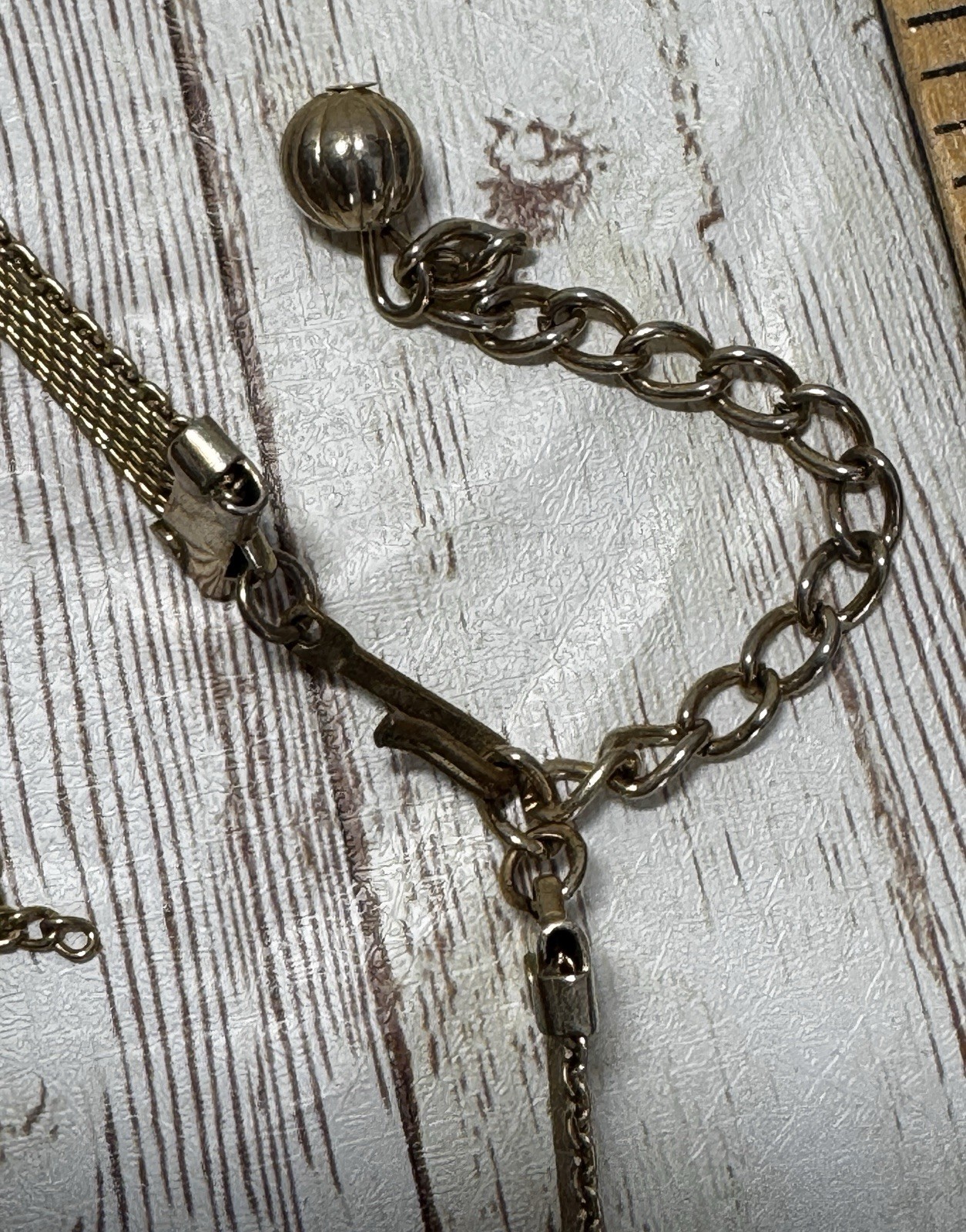 Vintage Victorian Revival Mesh Gold Choker Necklace Tigers Eye Cabochons Estate