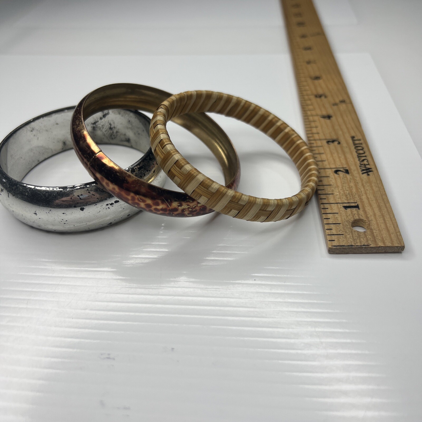 X1 Lot Silver gold spotted hemp wrapped bangles Tribal Boho Retro bracelets