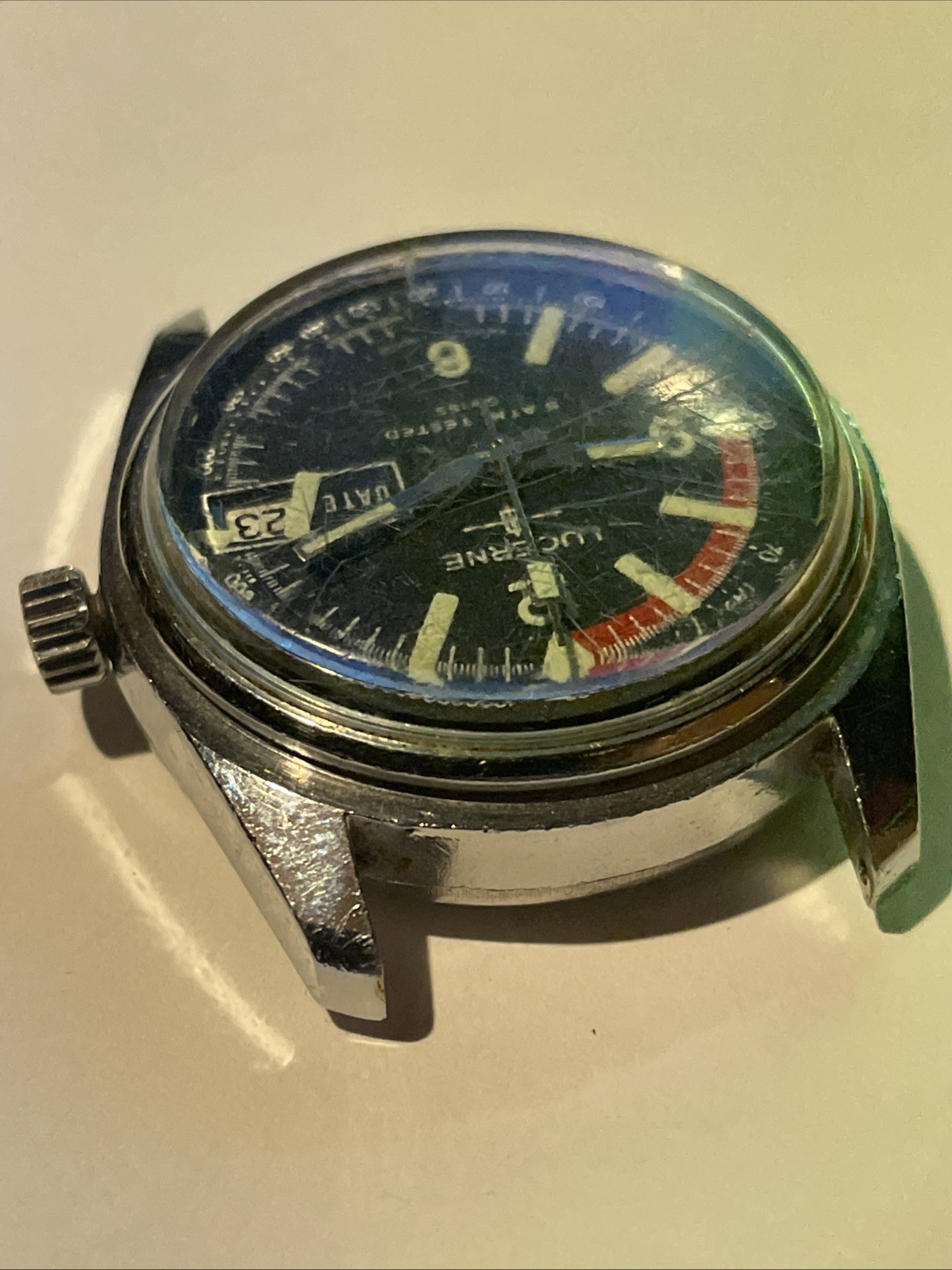 Diver Lucerne 5 ATM Steel Vintage Old Stock Manual Winding 33mm Read Description