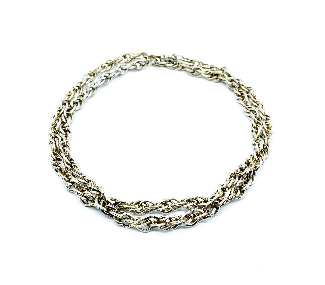 Vintage Retro Silver Pl Long Rope Price Of Whales Specialty Chain Necklace 35″