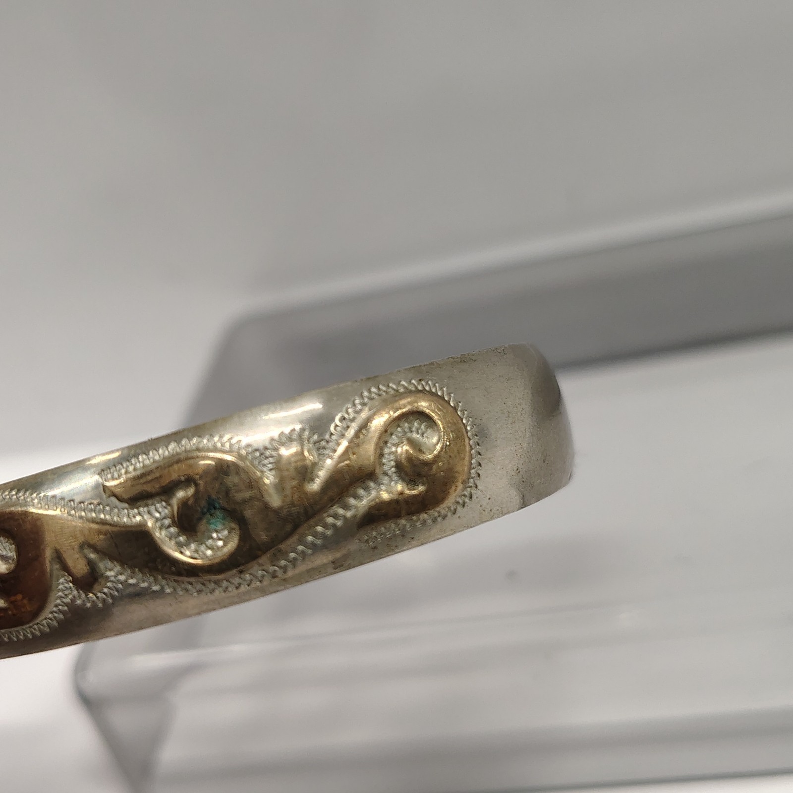 Vintage 925 Sterling Silver Gold Tone Scroll Wave Cuff Bracelet Textured 12.09g