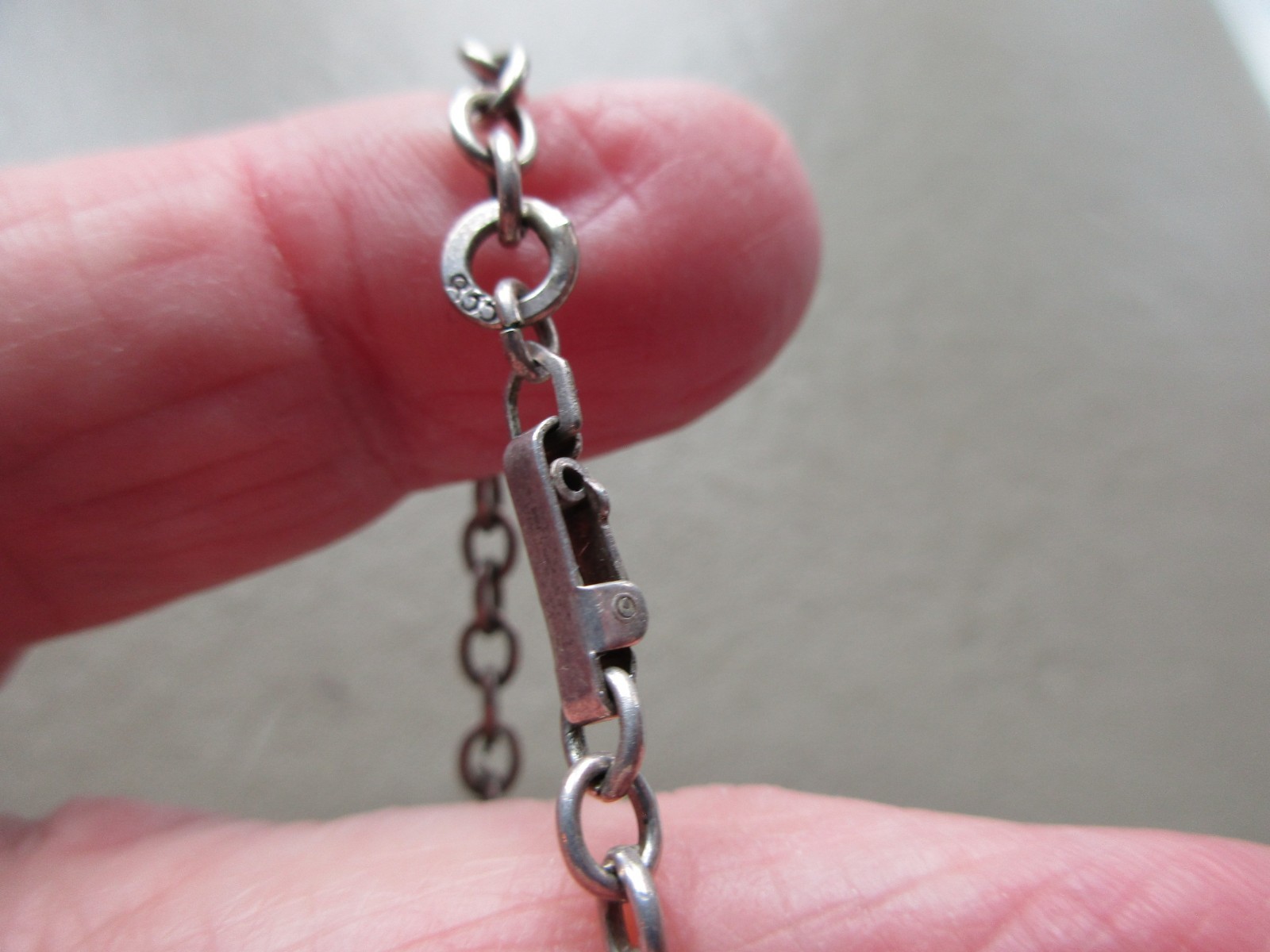 ANTIQUE OLD GERMAN STERLING SILVER RARE BOX CLASP CHARM BRACELET BELCHER CHAIN