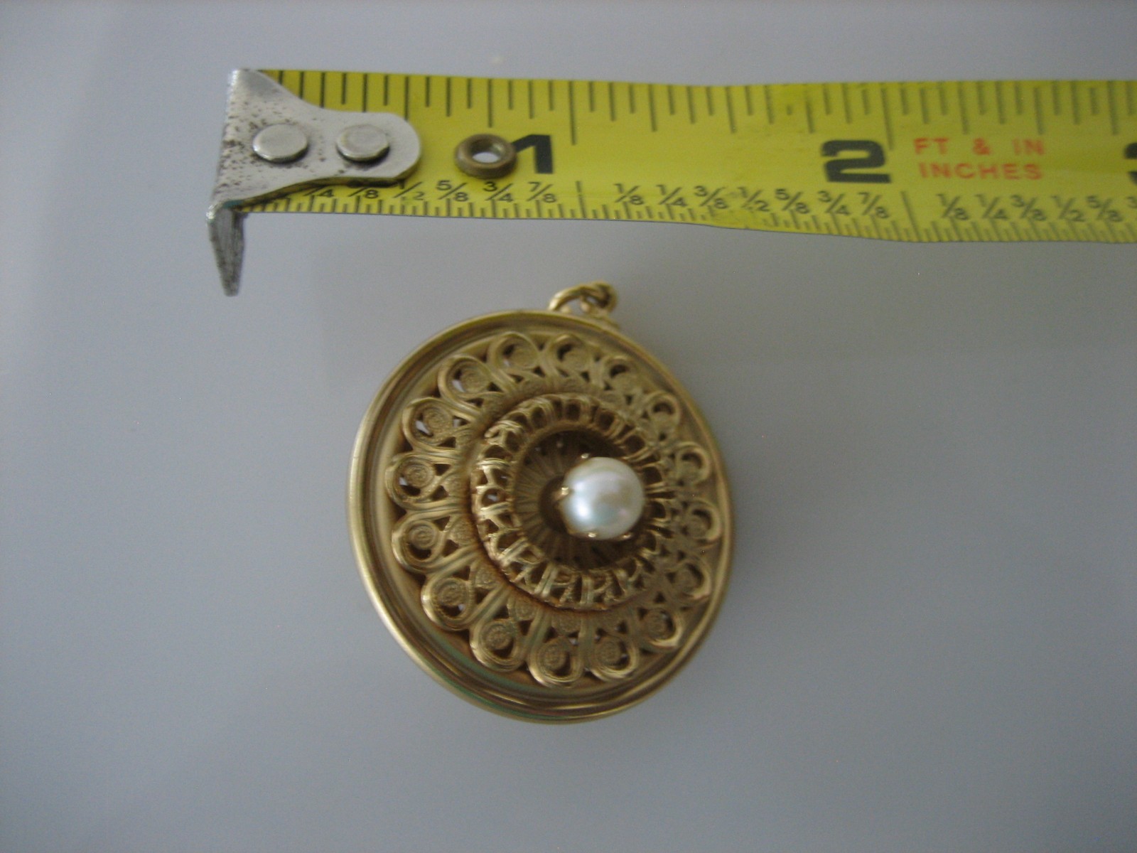VINTAGE GOLD TONE FILIGREE FAUX PEARL TURQUOISE CHARM