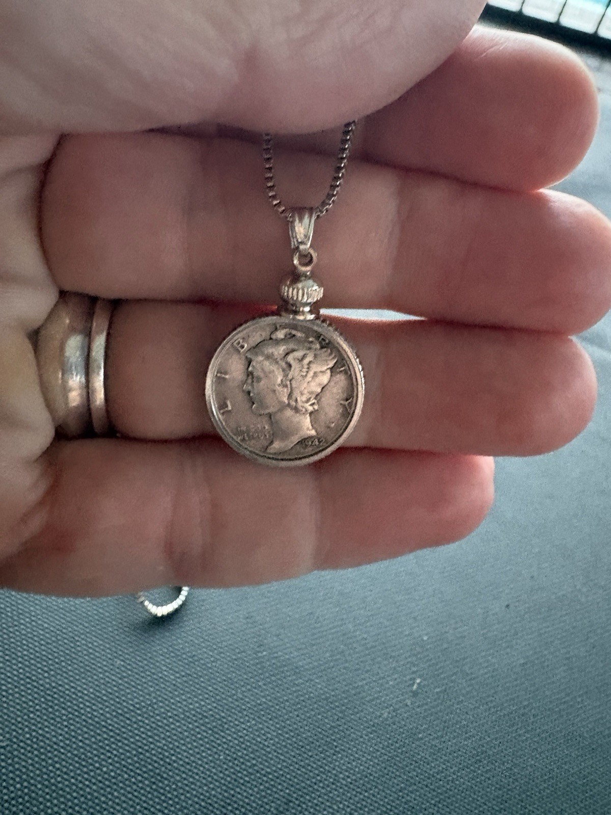 Beautiful Silver Mercury Dime Necklace • Authentic Silver Coin • 20in Adjustable
