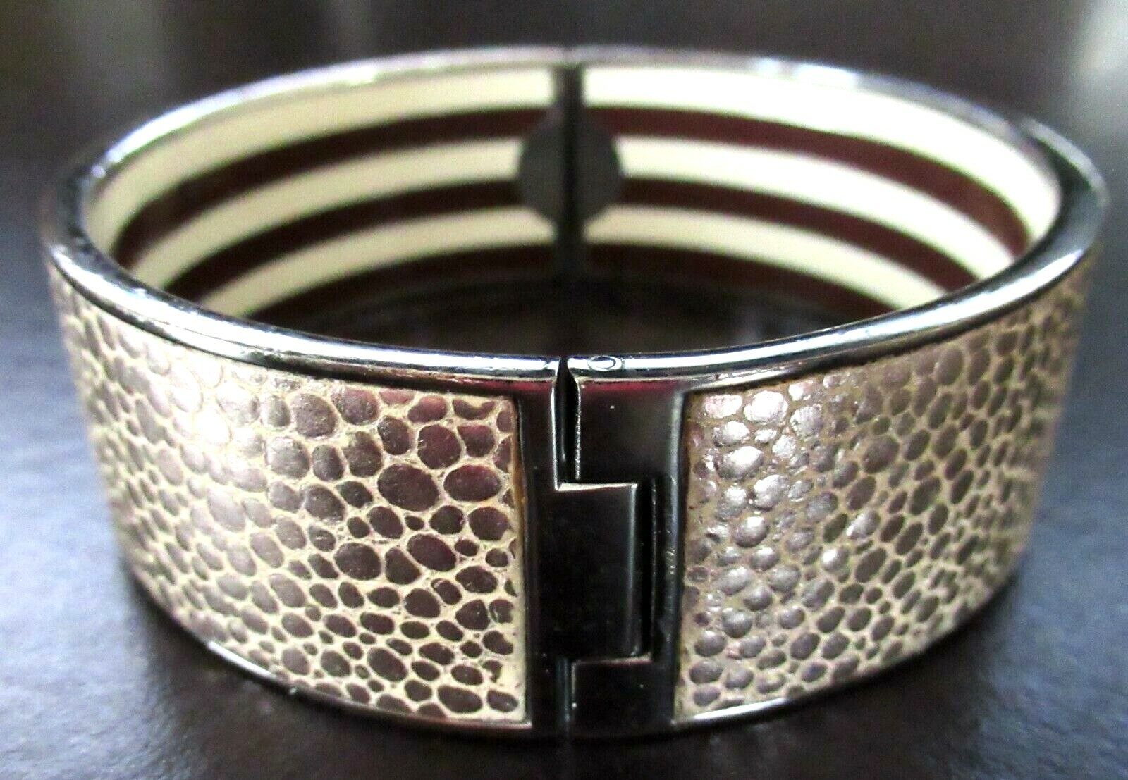 HENRI BENDEL Snake Skin Pattern & Striped Crystal Bracelet