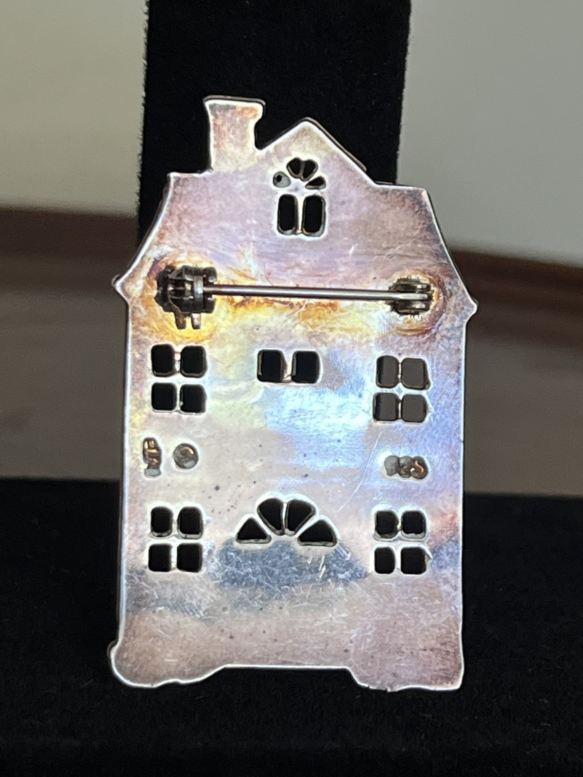 Vintage Sterling Silver Brooch Pin 925 House Building
