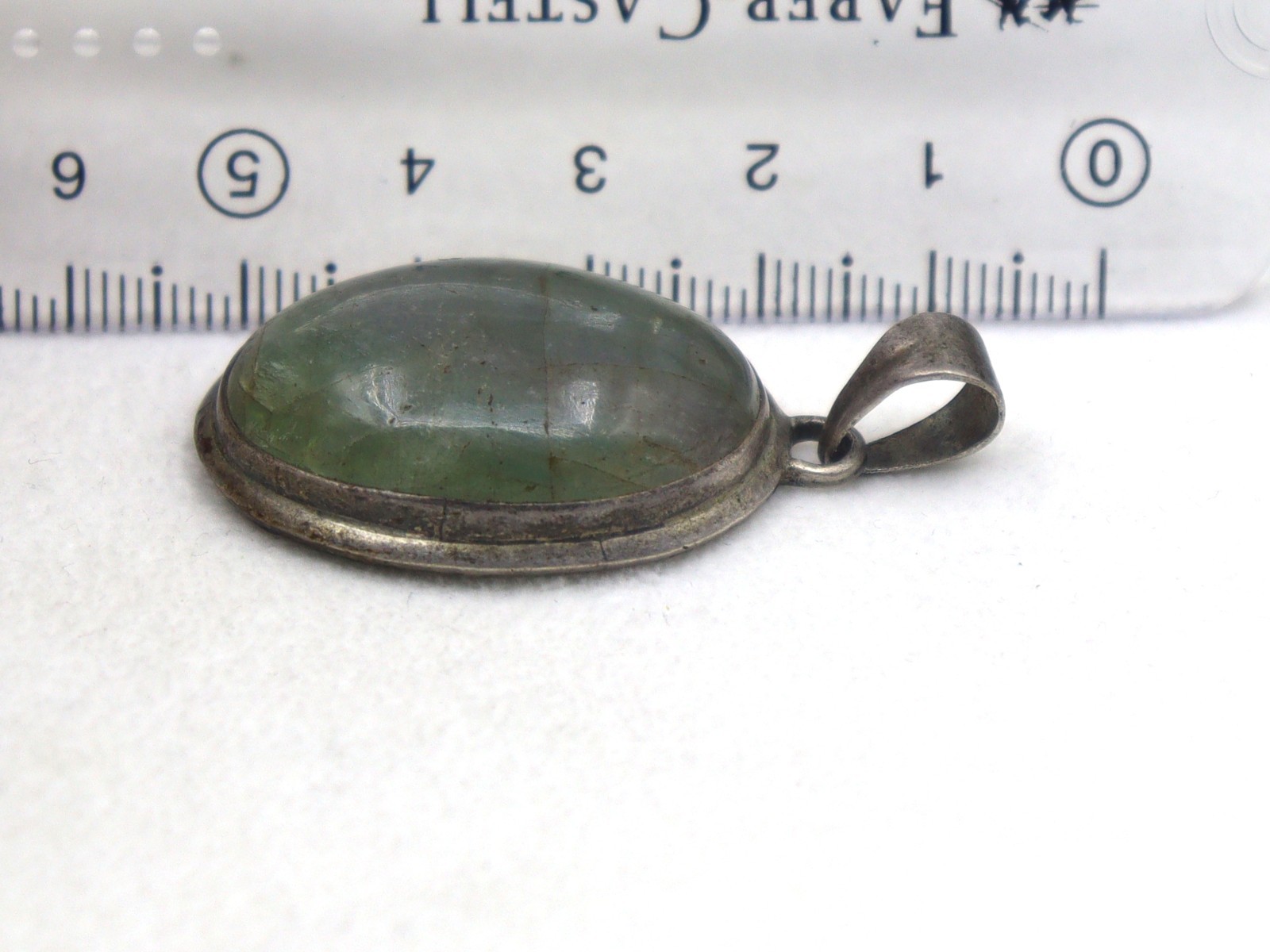 925 Sterling Silver Natural Green Beryl Oval Pendant Gemstone Jewelry 9.64 G
