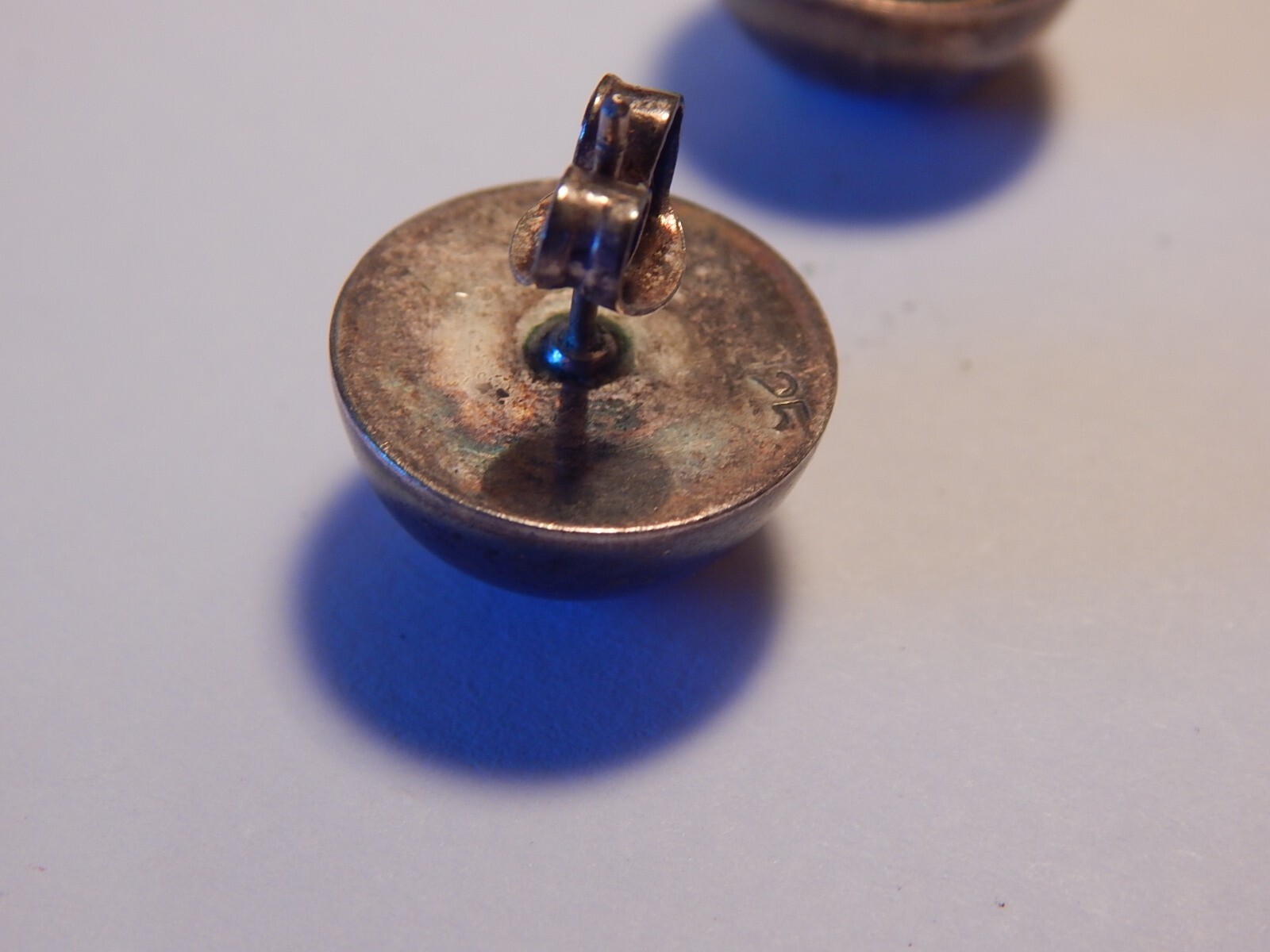 VTG 1950S 60S STERLING SILVER 925 POST EARRINGS HALF ROUND 5/8 INCH