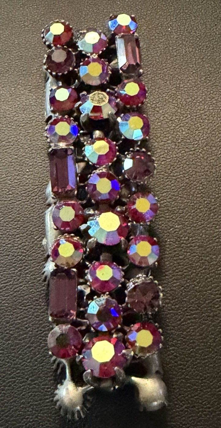 VTG Beautiful Iridescent Red Pink Purple Vintage Estate Rhinestone Bracelet