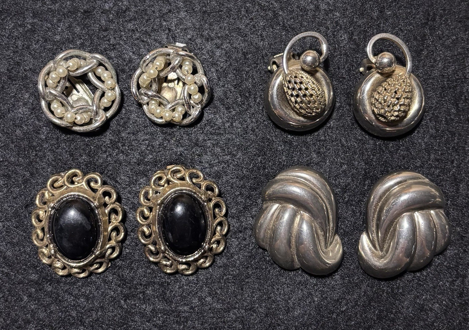 Vintage 1950s- 1980s Earrings Lot Silver Tone 16 Complete Pairs Wear Resell