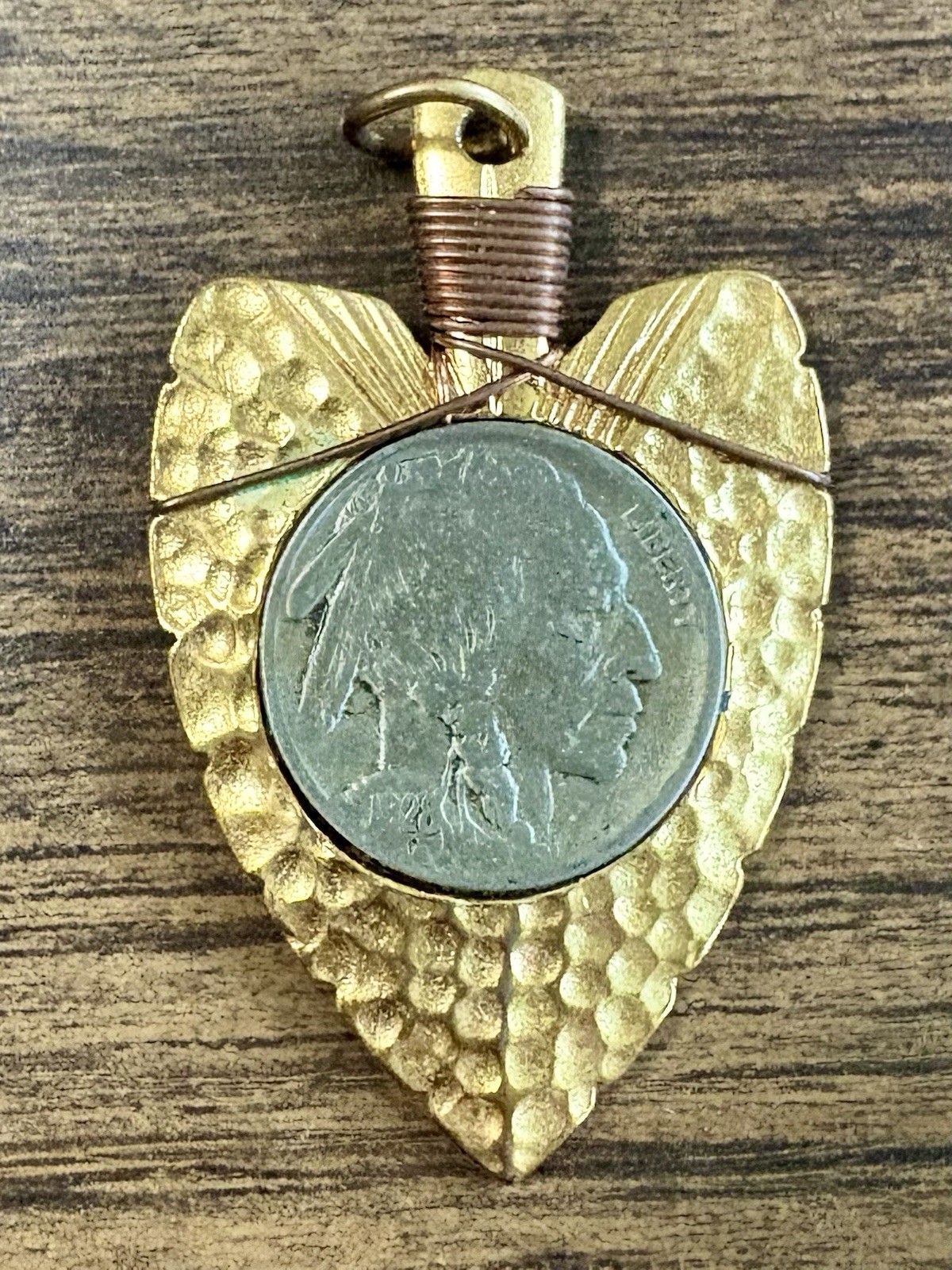 Vintage Arrowhead Pendant with 1928 Buffalo Nickel