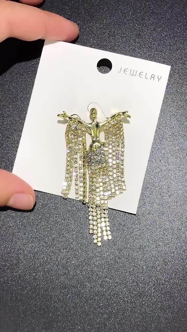 Rhinstone Ladies Doll Brooch Alloy Beauty tassel Girl Women Men Jewelry Gift