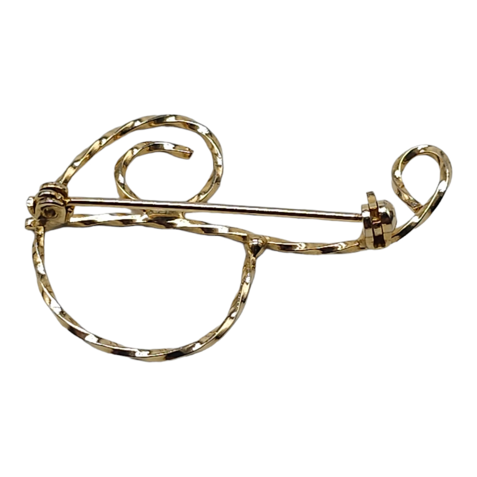 Initial Letter P Fashion Twisted Brooch Pin Gold Tone Vintage