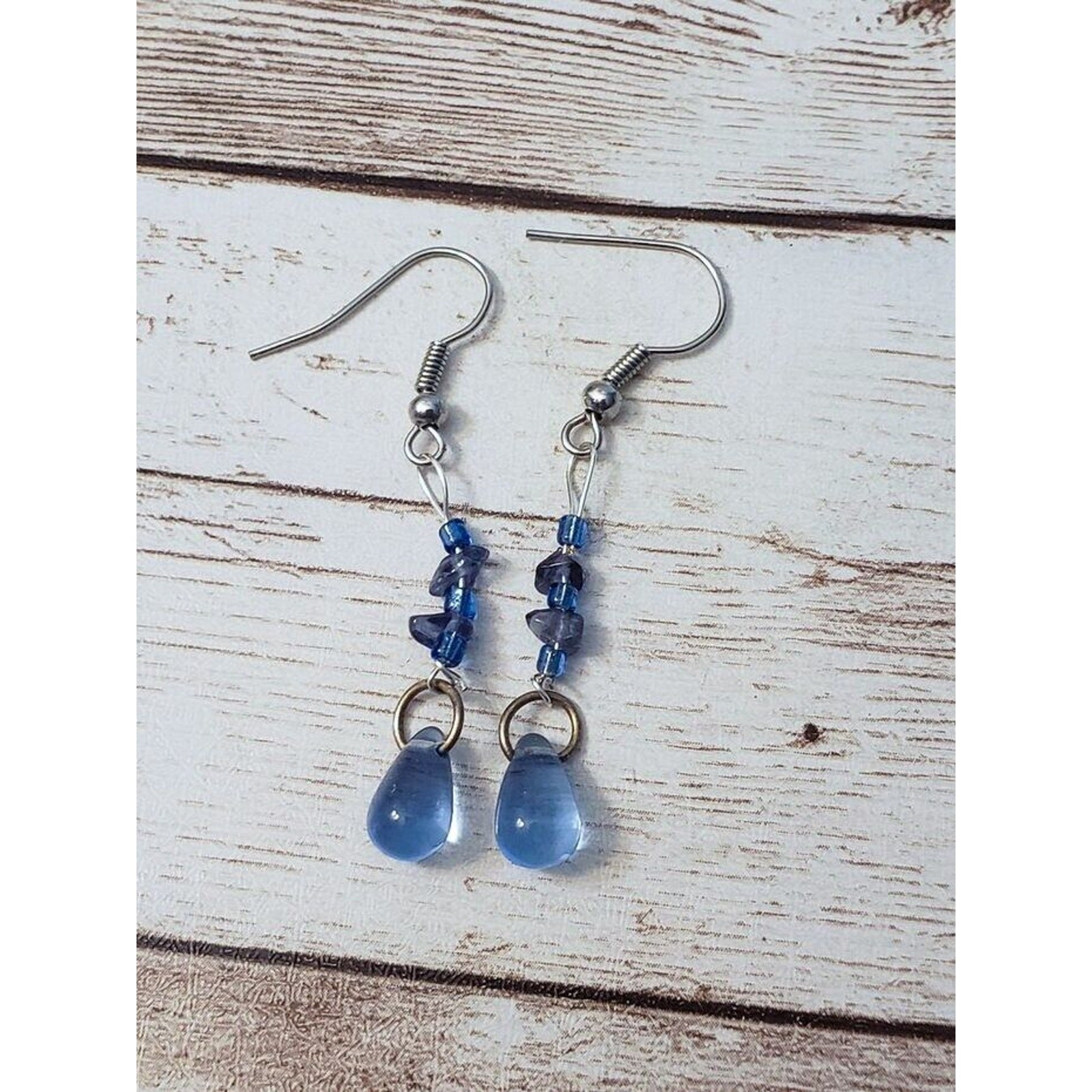 Vintage Earrings for Pierced Ears – Long Blue Dangle Earrings