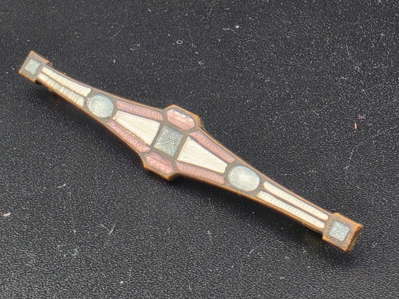 🤤Antique Art Deco Purple Blue Guilloche Enamel 2.25″ Bar Brooch Pin