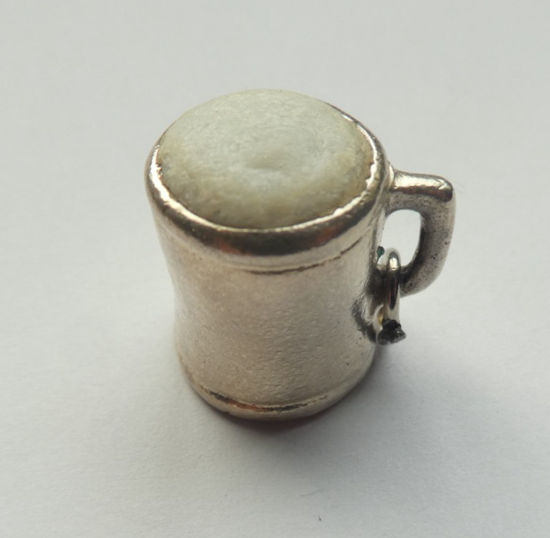 Vintage Sterling Silver Beer Mug Charm with Frothy Foam Top