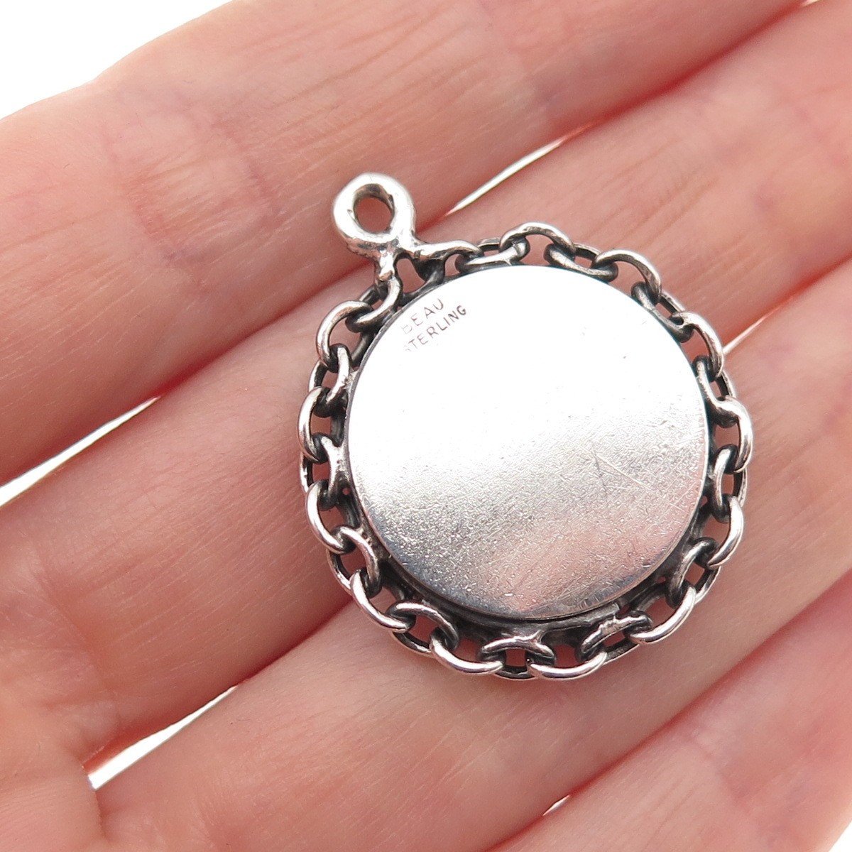 Beau Sterling Silver Antique Art Deco Every Day Is For Our Love Charm Pendant