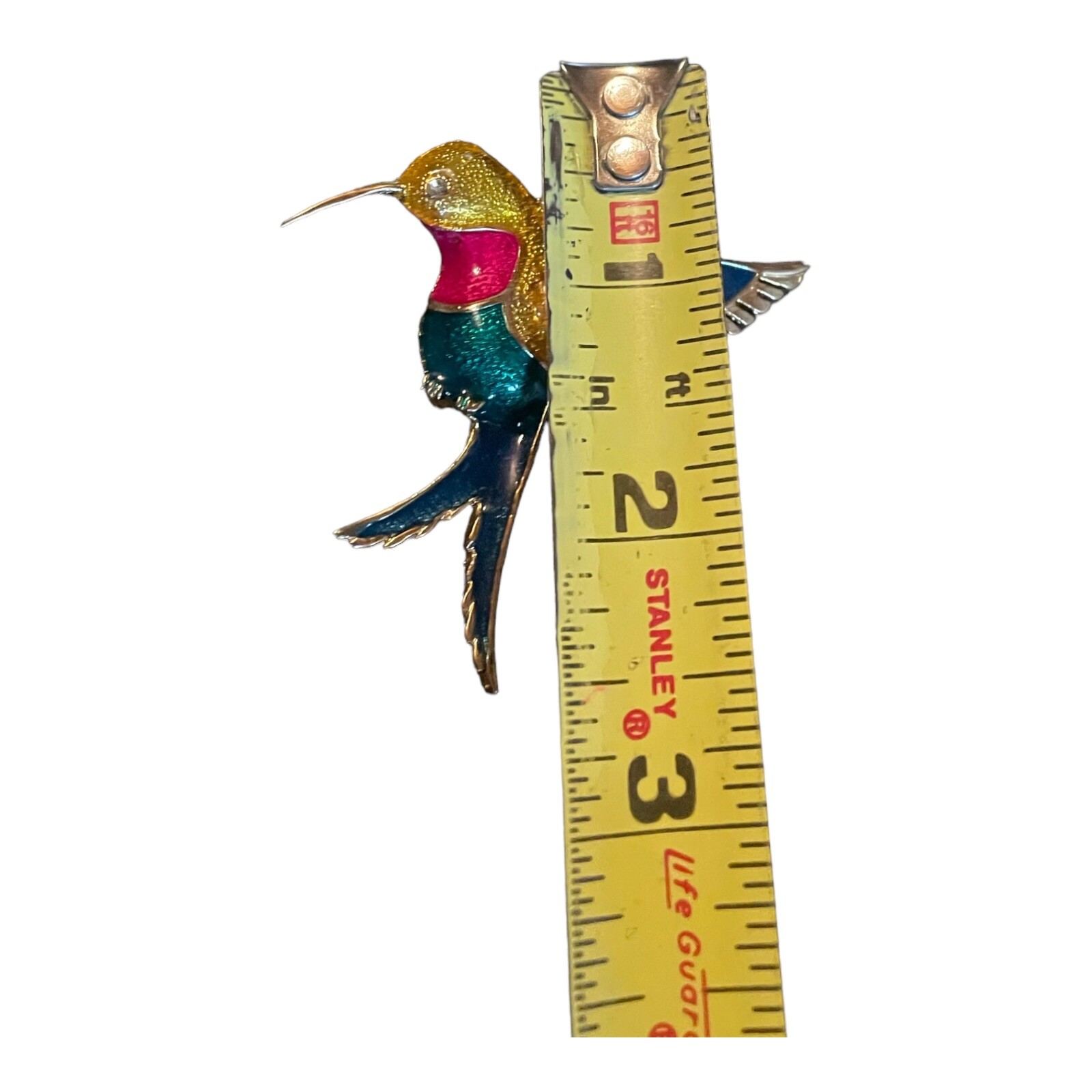 VTG Women’s White Stag Multi Color Enamel Hummingbird Broach Pin Fashion Jewelry