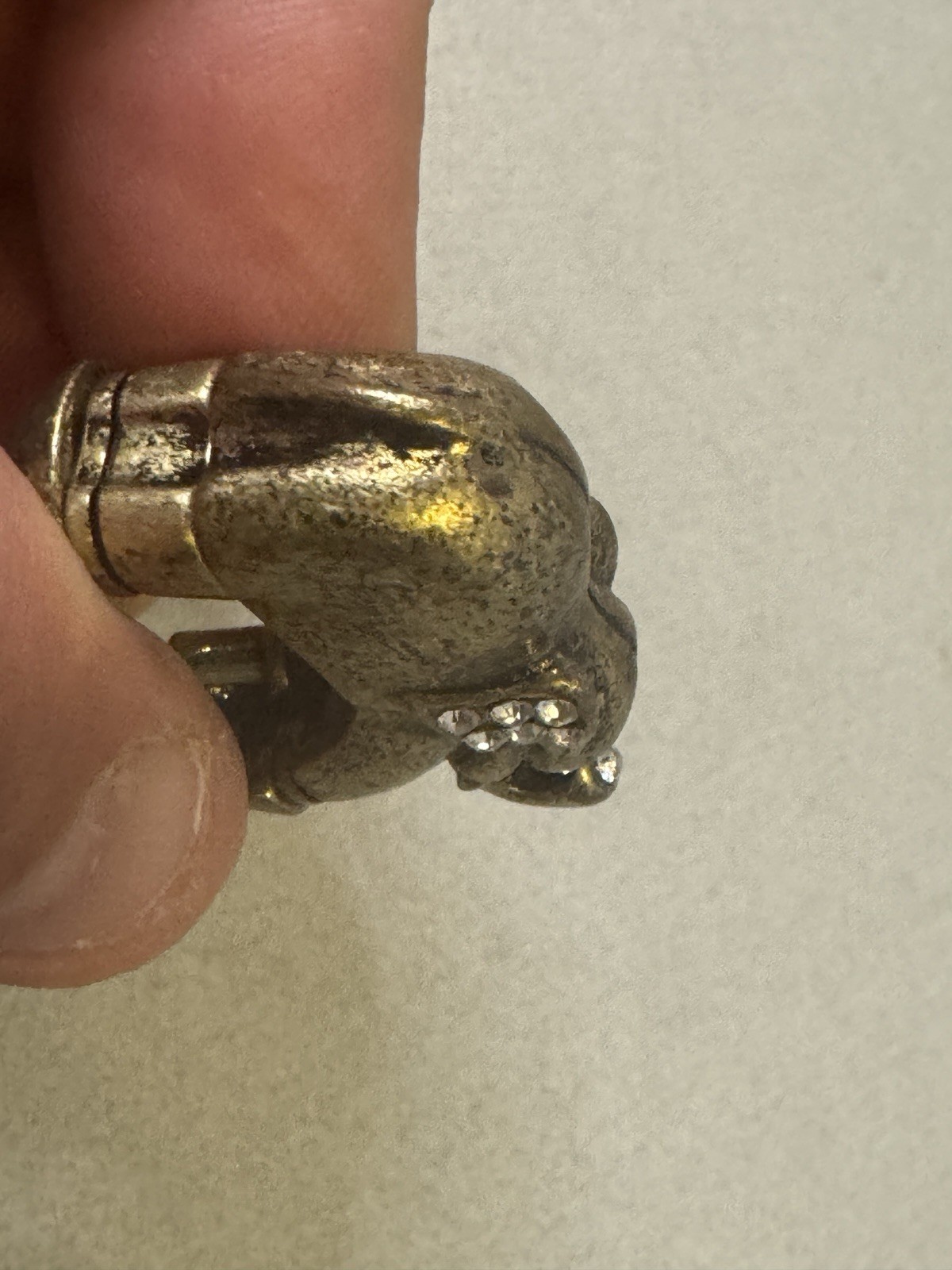 Vintage Gold Color Elephant With Rhinestones Stretch Band Statement Ring