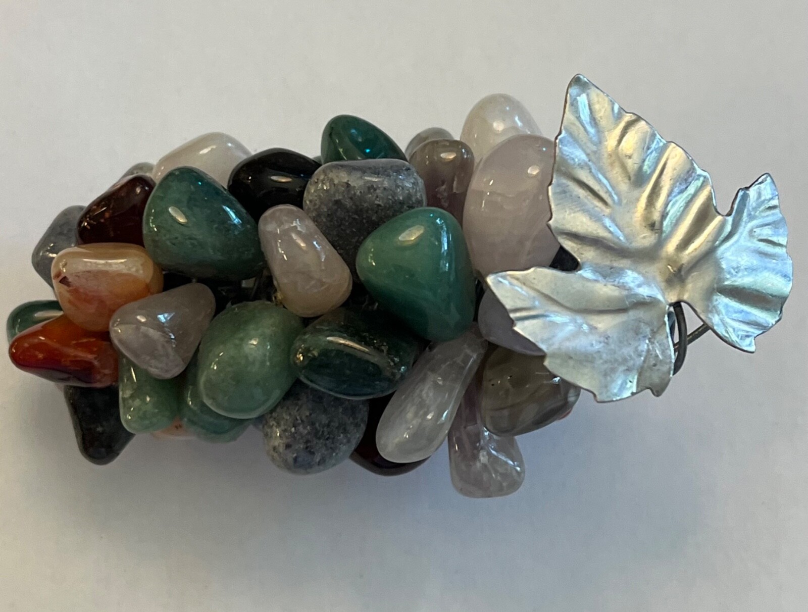 Beautiful 1950 Polished Semi Precious Decorative Gemstone Grape Cluster 2.75”L