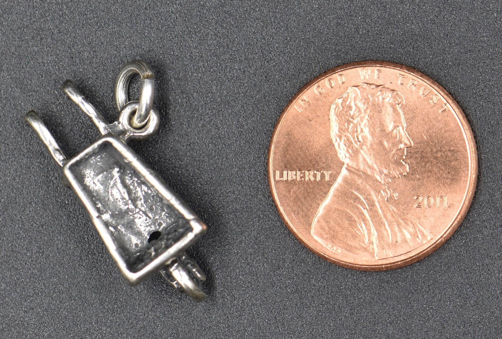 VINTAGE WHEELBARROW STERLING SILVER CHARM FOR CHARM BRACELET