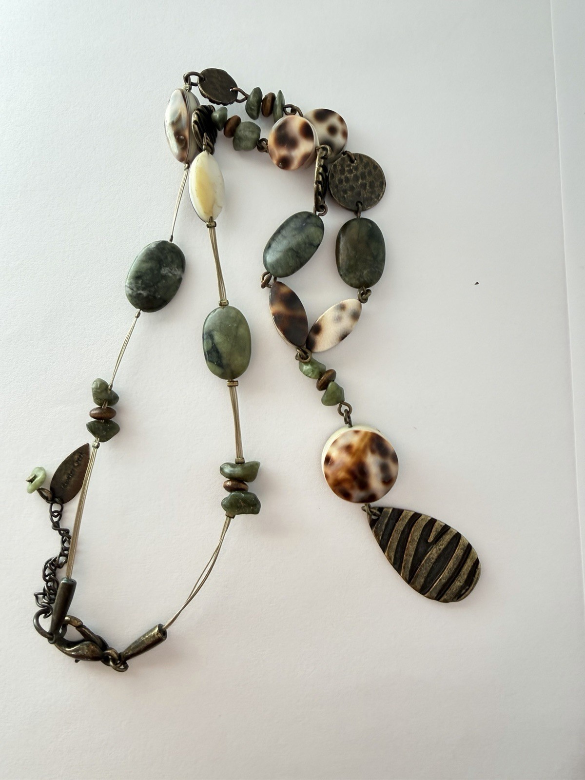 Vintage Coldwater Creek Beaded Genuine Stone & Shell Necklace 18”+2” Ext B6