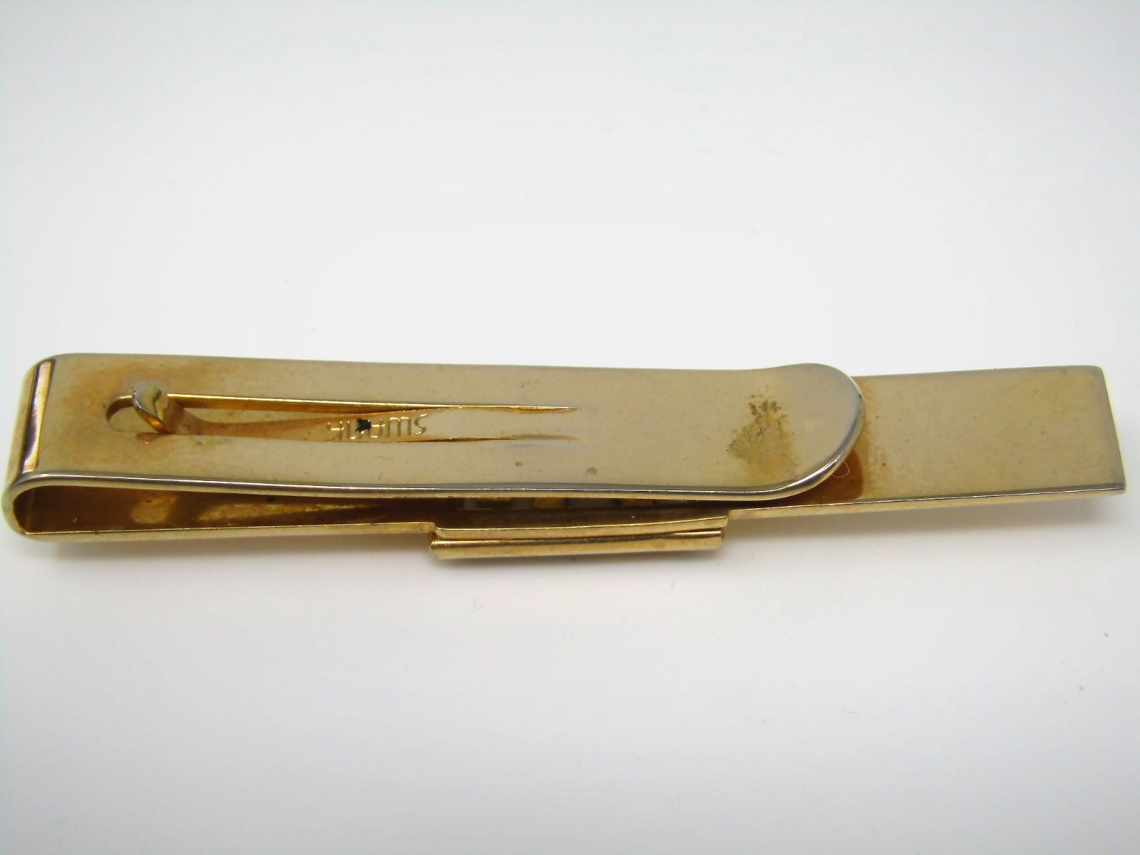Vintage JZ Monogram Tie Bar Clip Art Deco Style Gold Tone Men’s Formal Accessory