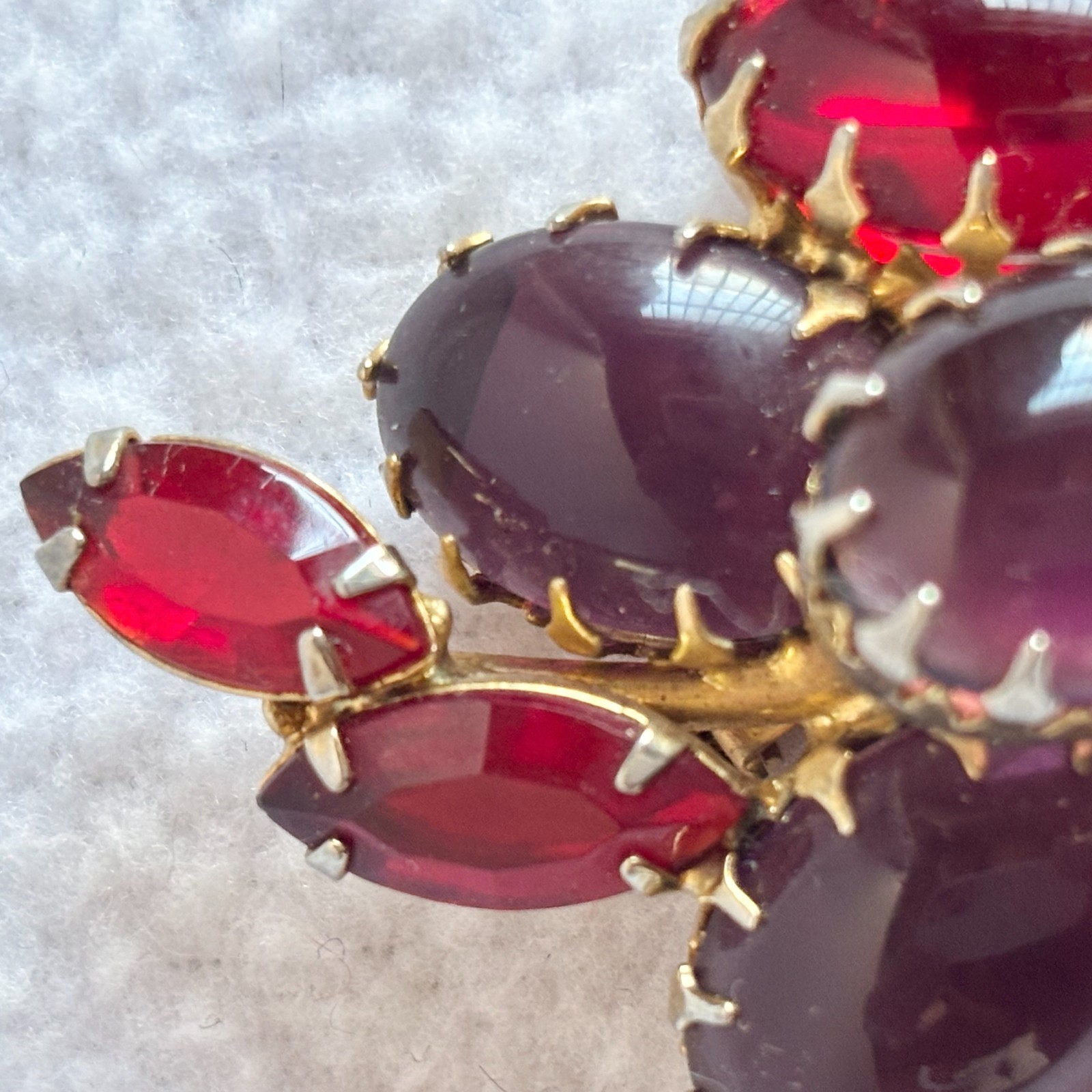 Vintage Weiss Brooch Purple Pink Red Cabuchon & Marquise Stones