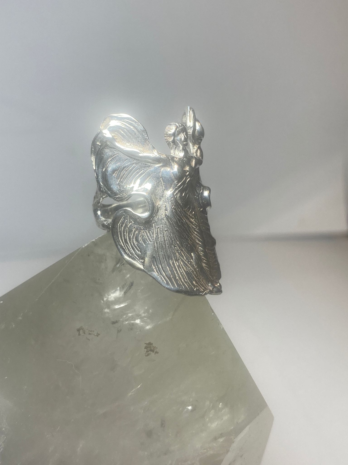 Wings Lady ring Art Deco influences band sterling silver women girls