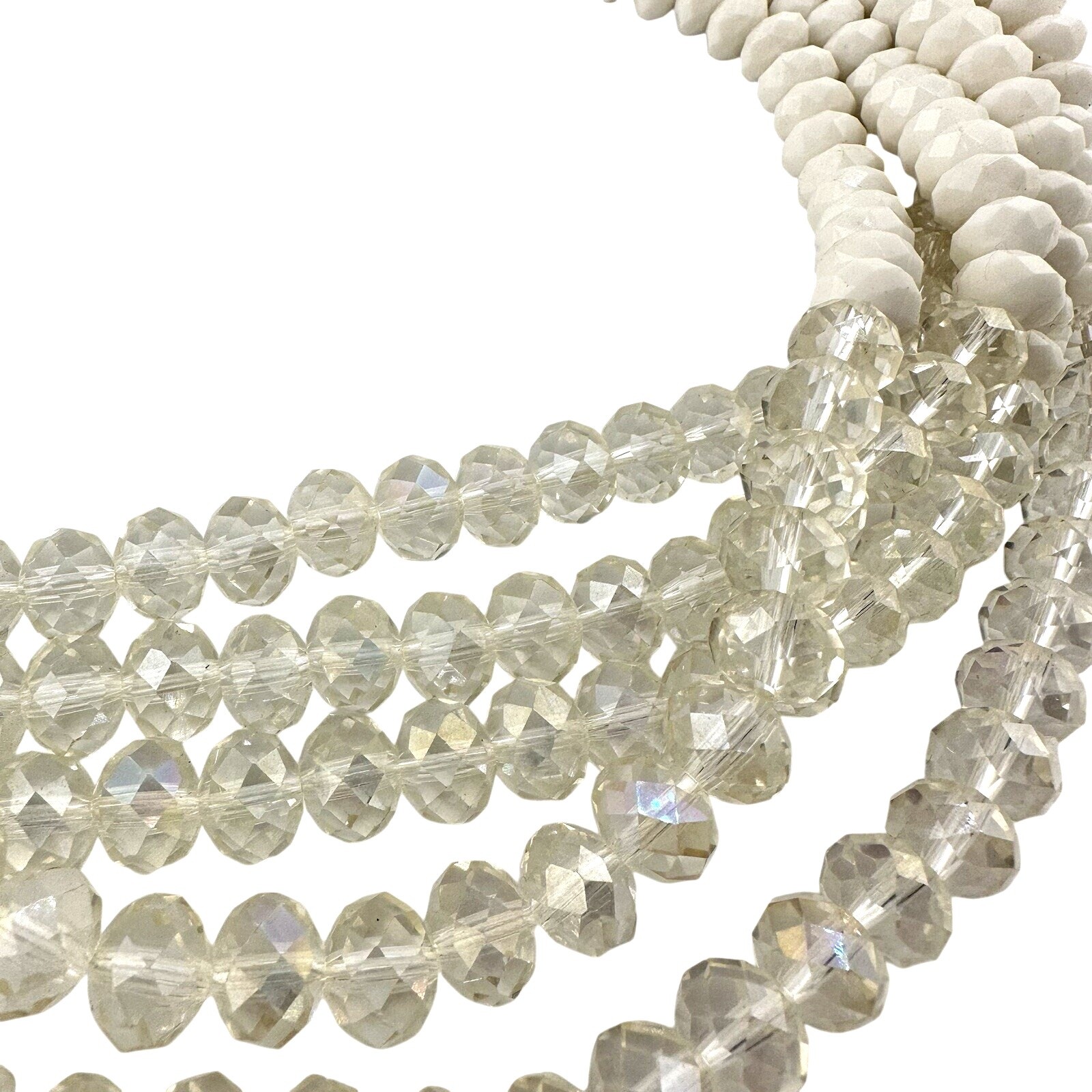 Vintage Style Crystal Faceted Acrylic Beads Layered Multistrand 20” Necklace