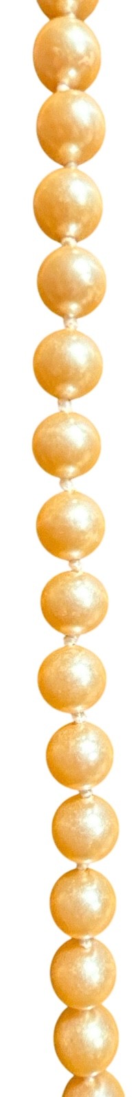 Vintage faux cream pearl knotted necklace fish hook clasp 36″ EUC