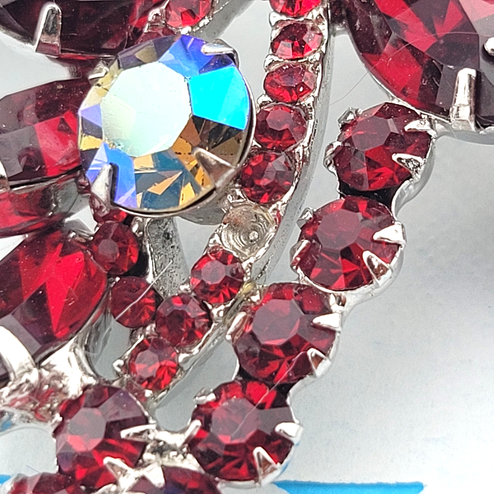 Repair Vintage Deliza & Elster Juliana Ruby AB Red Cross Statement 3″ Brooch