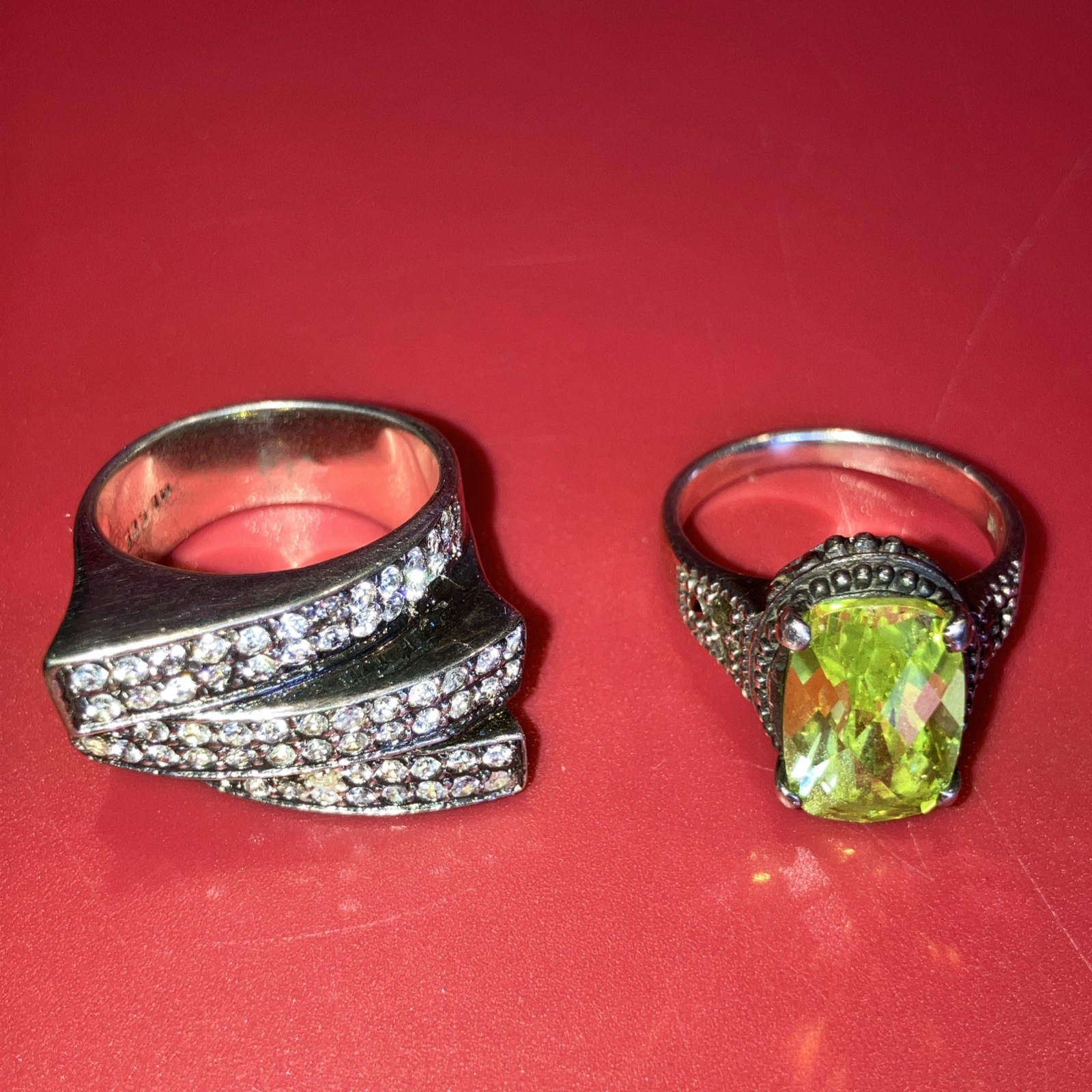 Vintage Silver 925 Rings Missing Small Stones Sizes 7 And 8