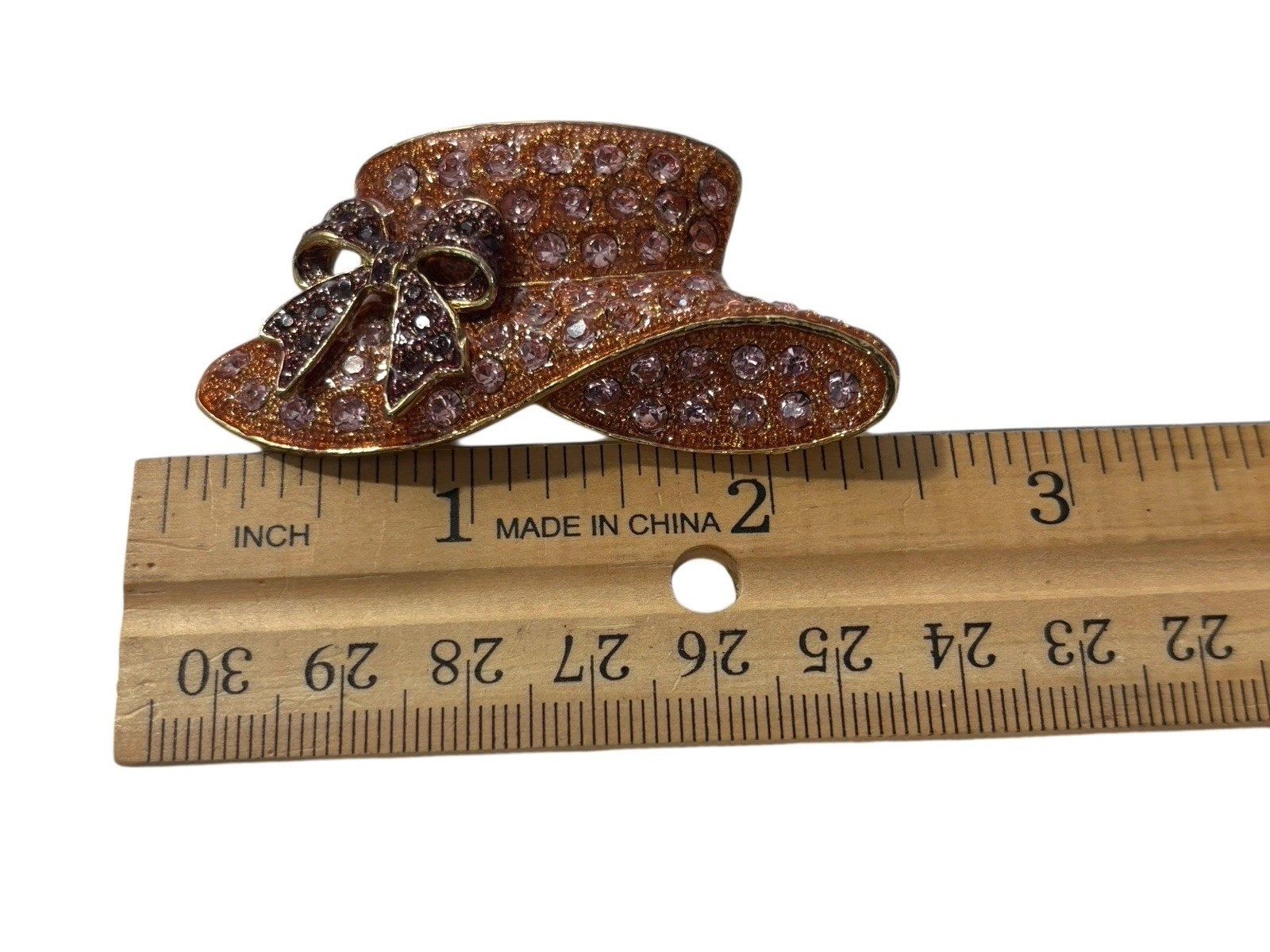 Red Hat Society Brooch Pin Pendant Rare Pink Rhinestones Purple Bow Sparkle VTG