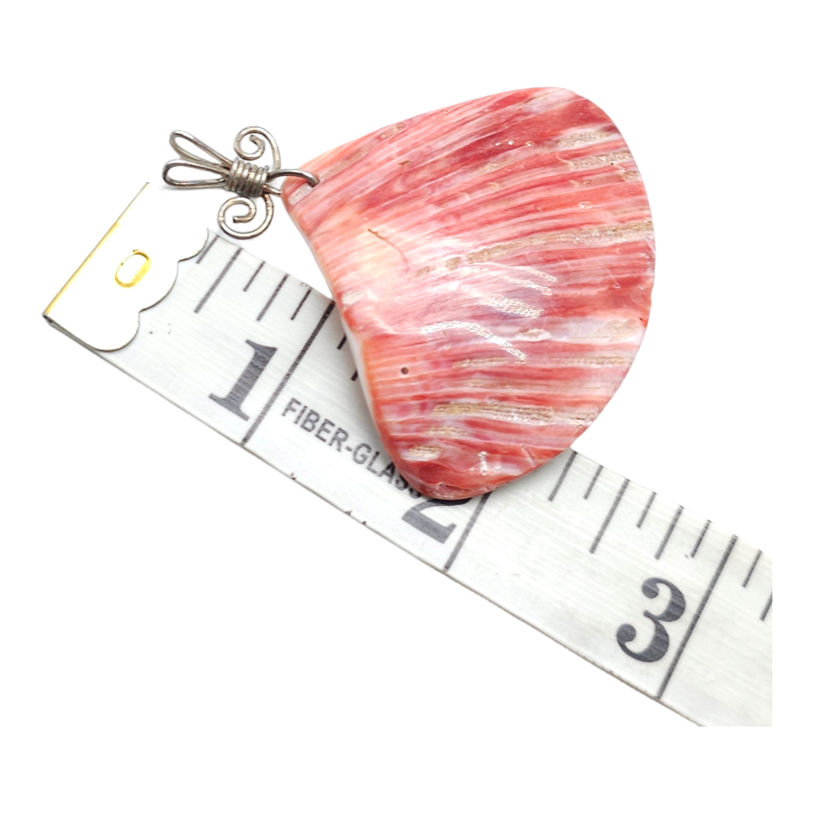 Pink Spiney Oyster Shell Shape Pendant Silver Tone Vintage