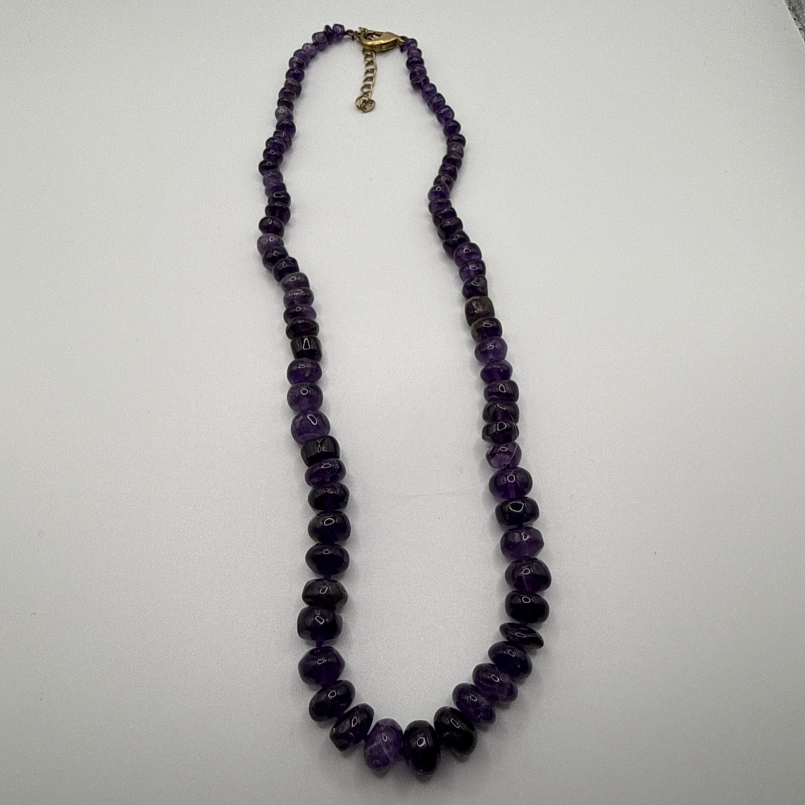 Vintage Necklace Knotted Graduated Amethyst Rondella Beads February Birthstone