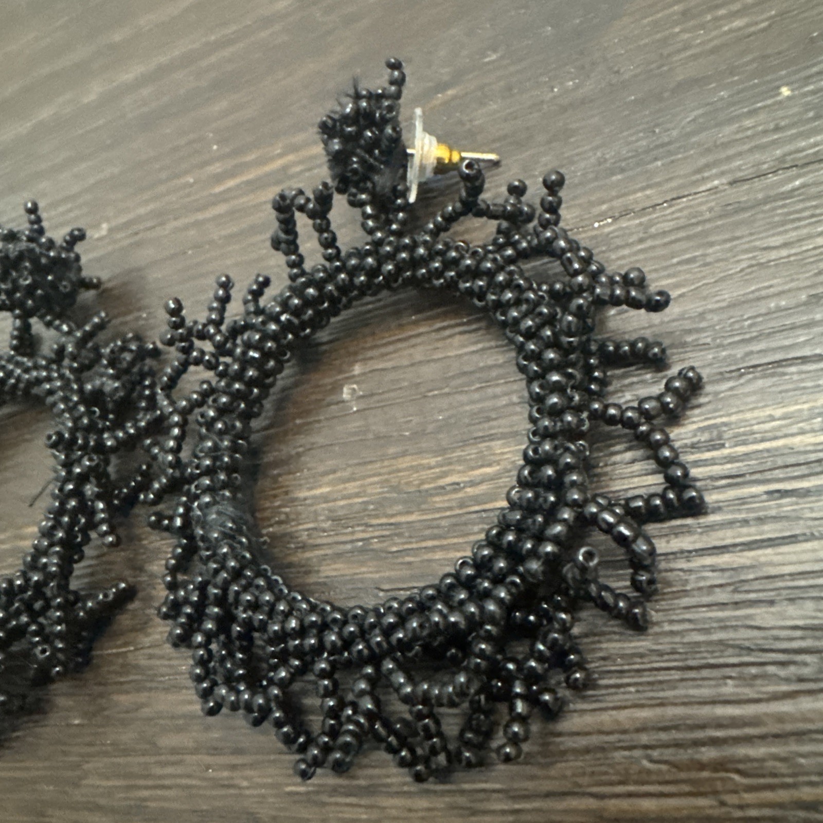 black beaded sequins drop/Dangle – Hoop