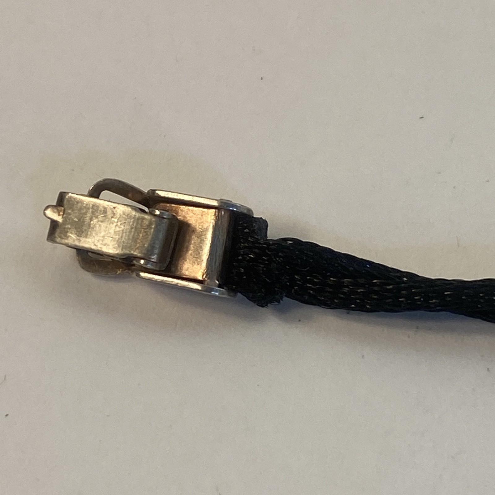 Vintage Bracelet Black Cord W/Gold Tone & Red Stone Small
