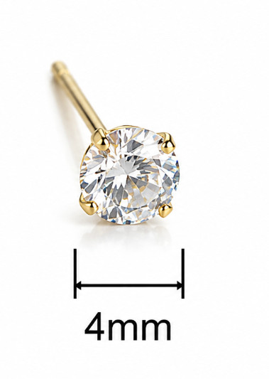 14K AU585 Gold Mini Zircon Stud Earrings Vintage 4mm Pairs