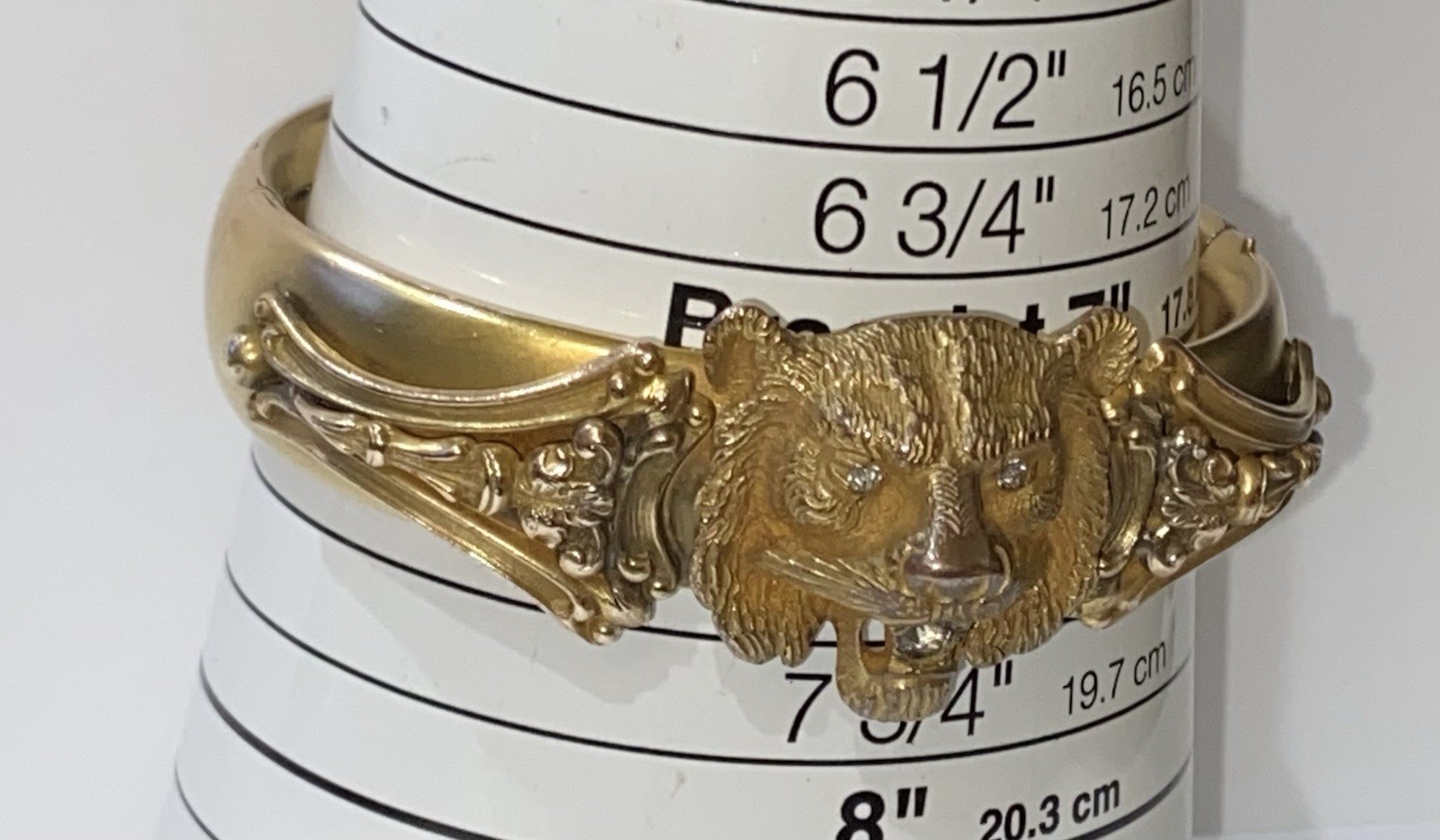 PROVIDENCE STOCK CO. CA. 1908 LION’S HEAD VICTORIAN GOLD FILLED BRACELET-7”WRIST