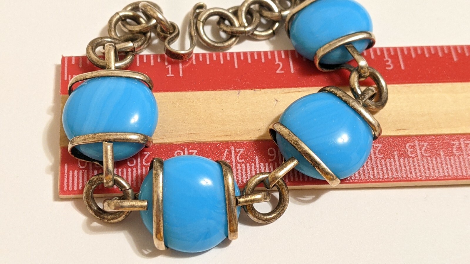 VINTAGE STERLING SILVER MEXICO BRACELET BLUE STONES ABOUT 8 3/4″ SIGNED MEX 925