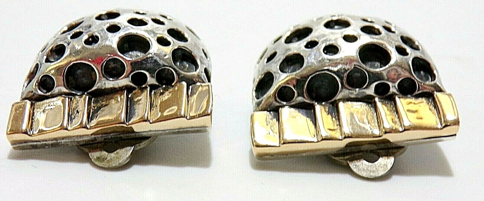 AMAZING DIAN MALOUF Signed 14K YELLOW GOLD & Sterling Silver CLIP ON EARRINGS