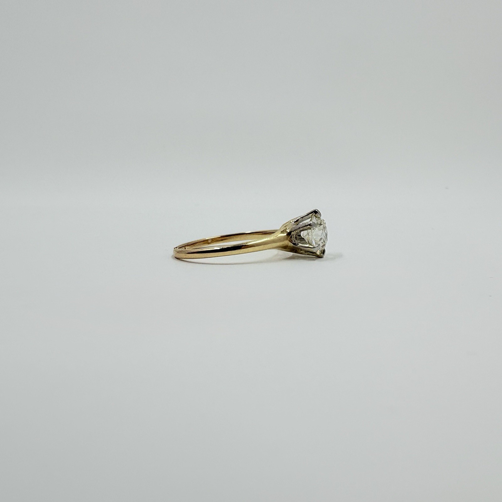 Vintage Old European Cut 14k Yellow Gold Diamond Solitaire Engagement Ring