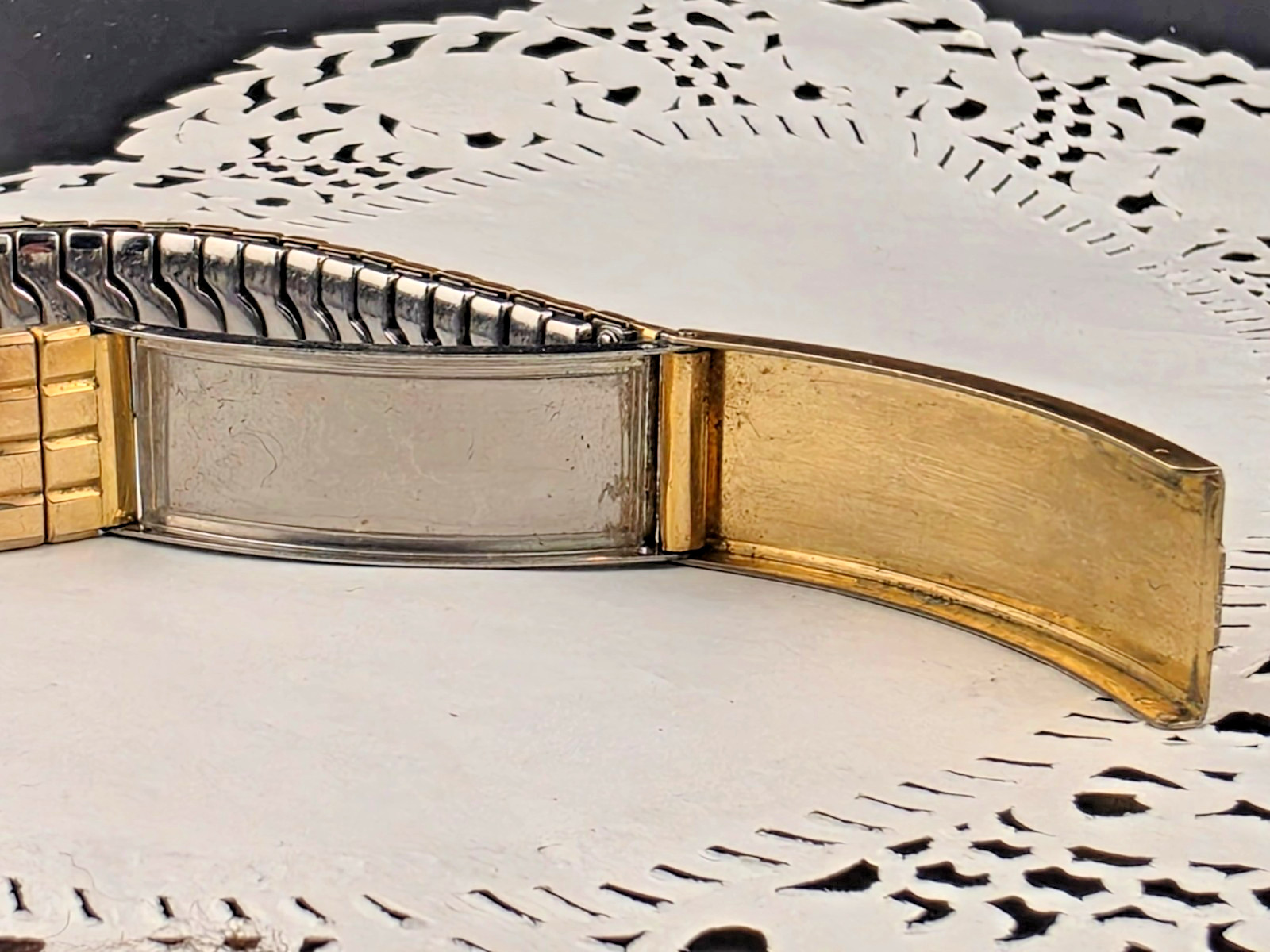Vintage Gemex USA Gold-Filled Photo Locket Expansion ID Bracelet 7″ No Mono