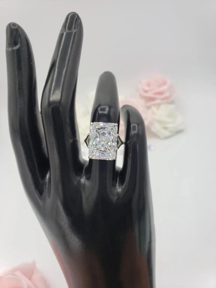 9.5Ct Radiant Cut Lab Created Diamond Engagement Wedding Ring 14K White Gold FN