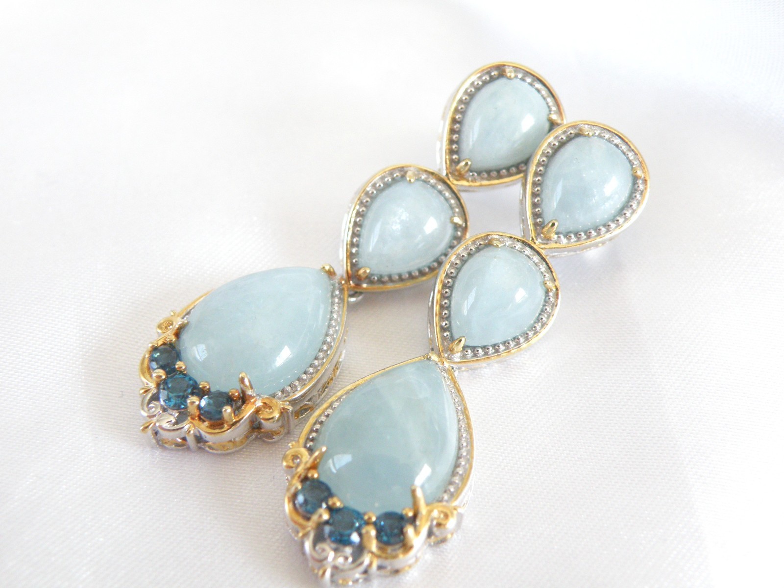 Gem En Vogue Michael Valitutti Sterling Silver 925 Milky Aquamarine Earrings