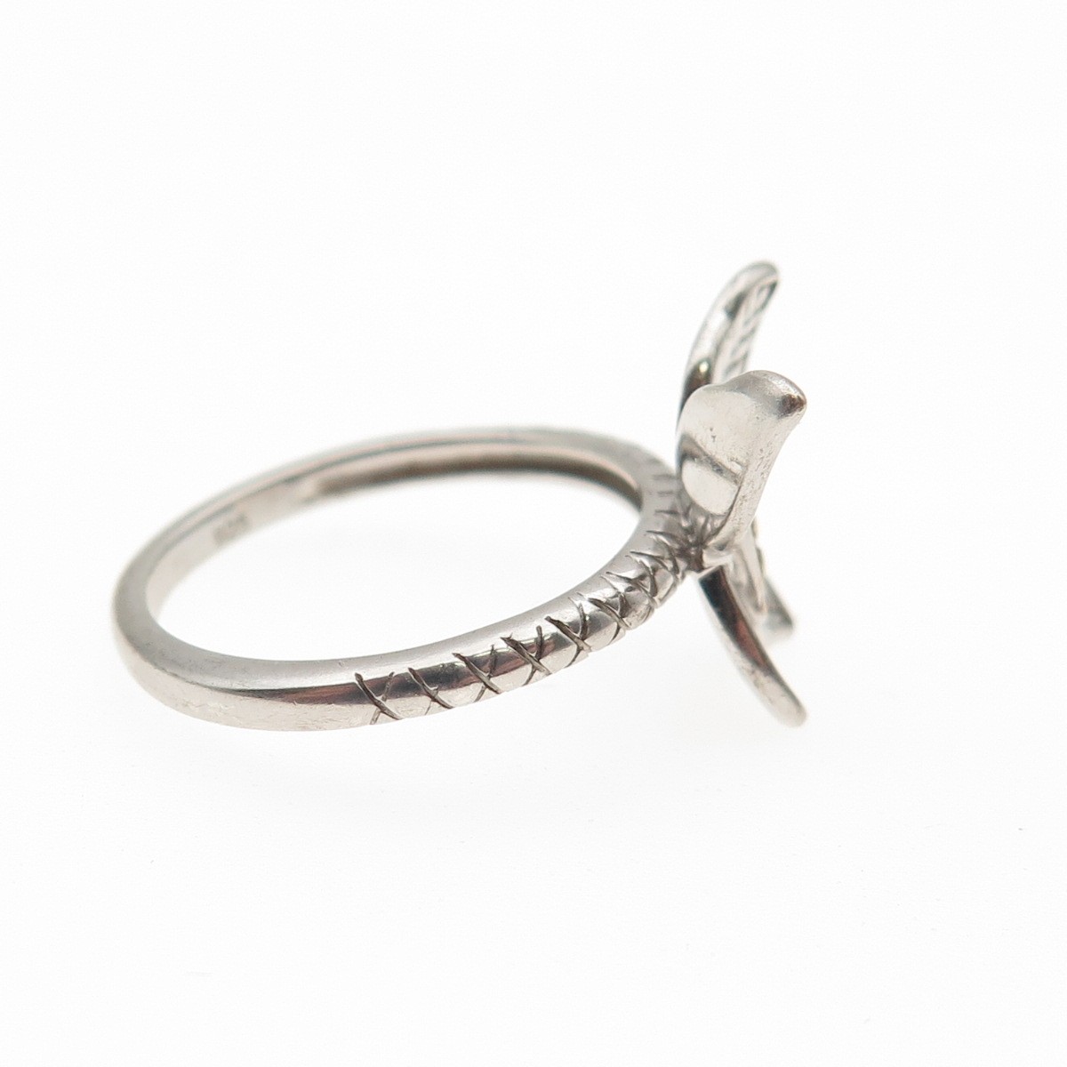 Chuck Clemency 925 Sterling Silver Vintage Modernist Butterfly Ring Size 7