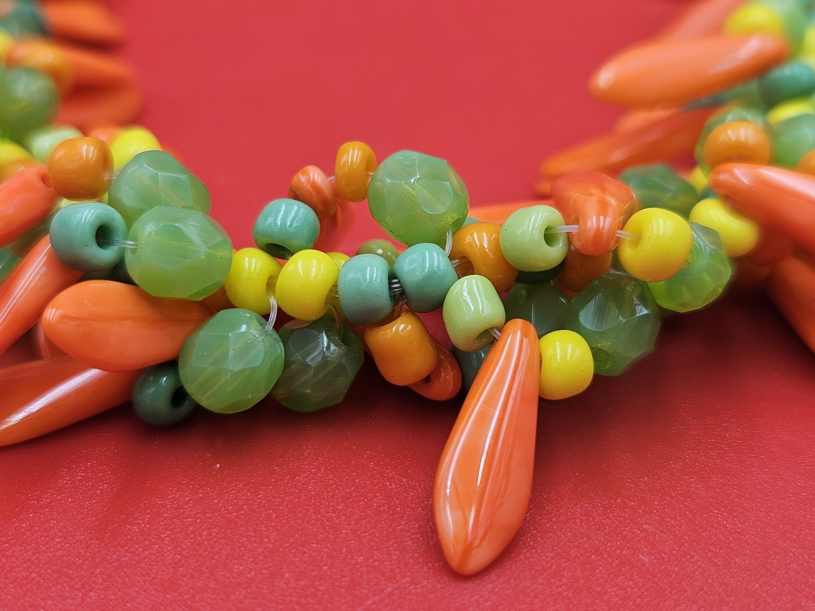 Vintage Colorful Glass Beaded Tutti Frutti Necklace Corn Carrots Peas